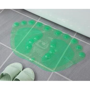 Imagem de Tapete Antiderrapante para Box Banheiro com Ventosas 40x70cm – Tapete de Chuveiro Massageador para Pés Segurança Antiescorregante (Verde Pé)