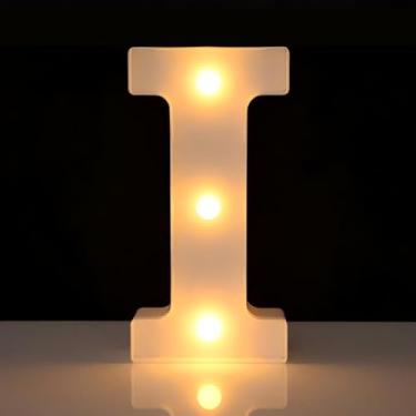 Imagem de Letreiro de LED com letra I iluminado, letra alfabeto iluminado para decoração de casa, decorações de festa de casamento de aniversário - I branco