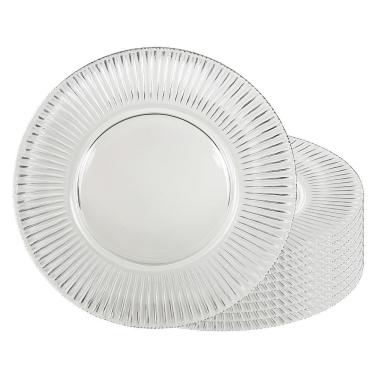 Imagem de Jogo 10 Sousplat Redondo De Cristal Renaissance Transparente Lyor 31,5cm