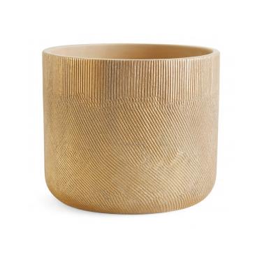 Imagem de Cachepot Vaso Decorativo De Cimento Texturizado Marrom Dourado 18x22cm Mart
