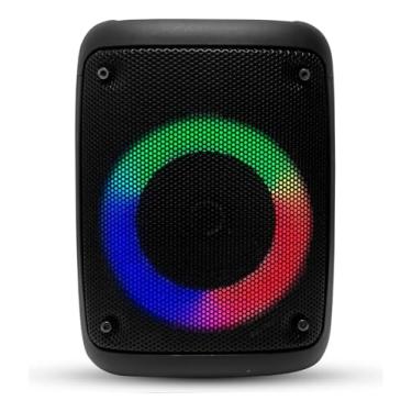 Imagem de Caixa de Som Bluetooth Portátil 10W RMS, com Luz LED, Rádio FM, USB, Entrada para Microfone, 12.5x12.5x28.82cm