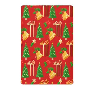 Imagem de Qilmy Lençol de berço natalino Golden Bells para meninos e meninas, lençol com elástico de microfibra macia e respirável para berço padrão e colchão, 71 x 132 cm, roupa de cama de bebê