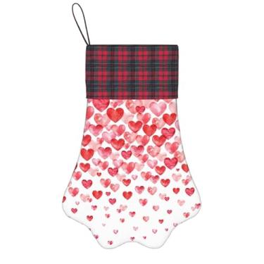 Imagem de SKKNT Estampa de corações vermelhos caindo meias de Natal animais de estimação decoração de natal cães gatos árvore decoração doce presente conveniente