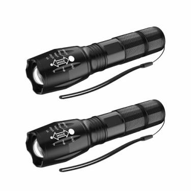 Imagem de Pacote com 2 lanternas táticas de LED potentes, lúmens altos de 750 pés, 5 modos de lanterna magnética portátil à prova d'água para passear com cães (turquesa, pilhas não incluídas)