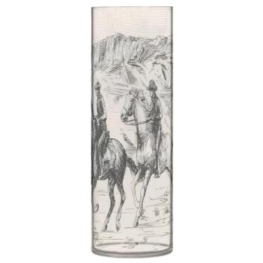 Imagem de JUZIHAI Vaso cowboy retrô ocidental para flores 9,9 cm x 30 cm cilindro de plástico moderno vaso de flores para centro de mesa de casamento decoração de casa