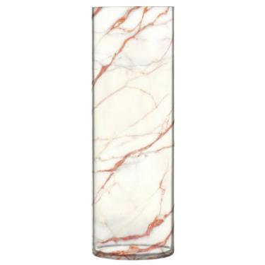 Imagem de JUZIHAI Vaso de textura de mármore para flores 9,9 cm x 30 cm Cilindro de plástico moderno vaso de flores para decoração de casa de centro de mesa de casamento