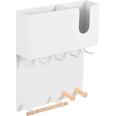 Imagem de ADVEZO Porta-chaves magnético e suporte de guarda-chuva para parede, prateleira de entrada multifuncional para tecidos. Ganchos resistentes para chaves, bolsas. Organizador de economia de espaço para