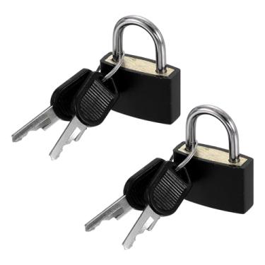 Imagem de PATIKIL Fechaduras pequenas de 3,5 cm com chaves de 3,6 cm de comprimento, 2 fechaduras de mala cobertas de ABS em latão sólido antiferrugem à prova d'água mini cadeado de bagagem para mochila