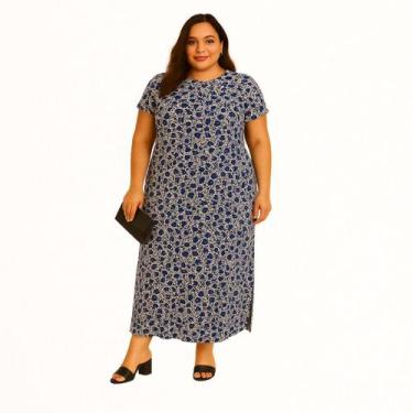 Imagem de Vestido Plus Size Curve Longo Fendas Moda Verão Manga Curta 2710pai - 
