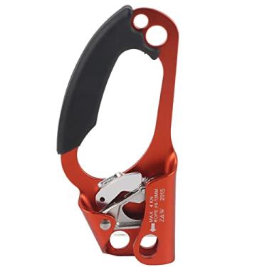 Imagem de Vomeko profissional mão direita ascendente 4kn dispositivo de escalada com corda de liga de alumínio com carga nominal para montanhismo segurança industrial (Laranja)