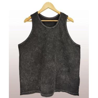 Imagem de Regata Marmorizada Preta Estonada em Algodão 100% - Falca, GG