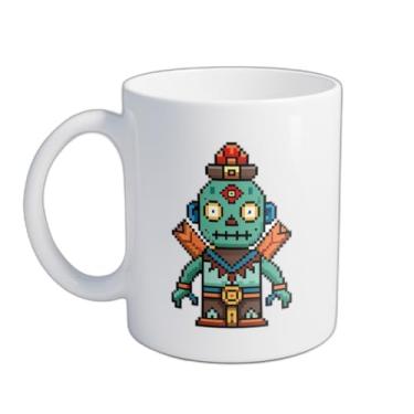 Imagem de Caneca Xícara de Café Porcelana 300ml Pixel Art Monstro Videogame Retro