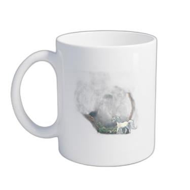 Imagem de Caneca Xícara de Café Porcelana 300ml Unicornio e Coelho Floresta Mágica