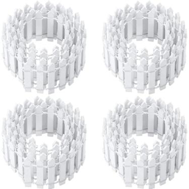 Imagem de Mini cerca de jardim de fadas 89 cm: 4 peças de cerca branca em miniatura DIY com 4 peças de figuras de cogumelo e 2 peças de ouriço para casa de bonecas de Natal, mini projeto paisagístico