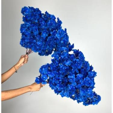 Imagem de Kit Arranjos de Flores Artificiais 45cm – Mini Orquídeas em Vaso Decorativo para Mesa, Casamentos e Decoração de Ambientes(10,Azul Escuro)