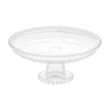 Imagem de Prato de Cristal C/Pé para Bolo/Doces Pearl Bolinha Transparente 20x9cm Wolff