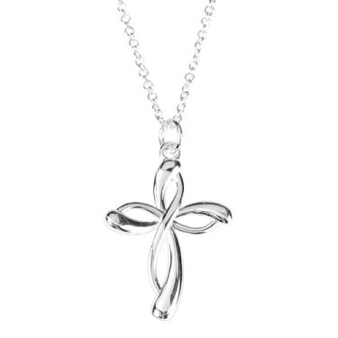 Imagem de Dicksons Joias inspiradoras de fé cristã com cartão de apresentação 45,7 cm liga de zinco prata colar de cruz aberta