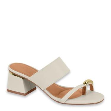 Imagem de Tamanco Sandália Feminino Vizzano Salto Baixo Grosso 6428148, Branco o