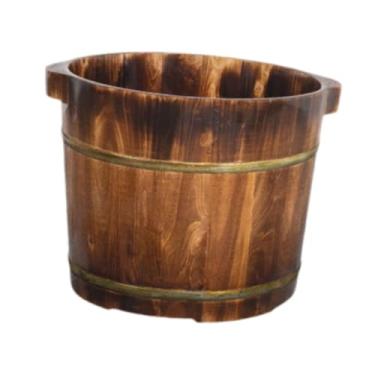 Imagem de Fenteer Banheira de madeira para pés, balde para lavar os pés, engrossado com alças duplas, banheira prática para imersão dos pés, bacia para casa, mulheres e, Color B 30cm
