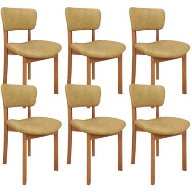 Imagem de Kit 06 Cadeiras Para Sala de Jantar Cozinha Living Estofada Dara L02 Couríssimo Fendi - Lyam Decor