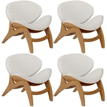 Imagem de Kit 4 Poltronas Decorativa Orgânica Sala Living Kadosh L02 Bouclê Cru- Lyam Decor