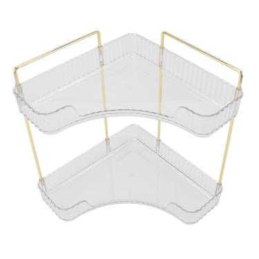 Imagem de GLOGLOW Organizador de Bancada de Banheiro de Canto de Prateleira de 2 Camadas, Ferro Metálico e PP, Economia de Espaço, 11,61 X 8,27 X 13,58 Polegadas, para Suprimentos de Armazenamento de
