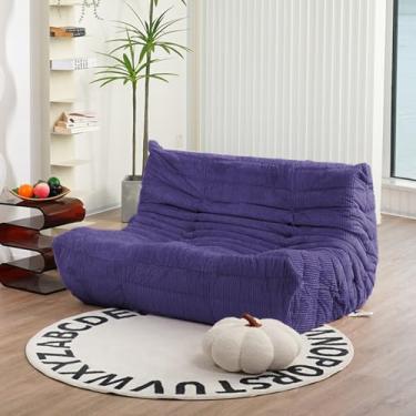 Imagem de N&V Fireside Loveseat, sofá solteiro sem braços de meados do século, poltrona macia de veludo cotelê premium, poltrona de sofá de espuma para sala de estar, quarto e escritório (crepúsculo futuro)