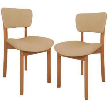 Imagem de Kit 02 Cadeiras Para Sala de Jantar Cozinha Living Estofada Dara L02 Linho Bege Escuro - Lyam Decor