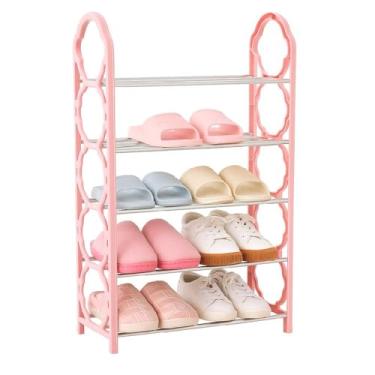 Imagem de PRATELEIRA ESTANTE ORGANIZADORA SAPATEIRA VERTICAL 5 NIVEIS PARA 10 SAPATOS MULTIUSO ROSA