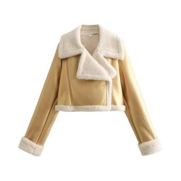 Imagem de Jaqueta De Couro Cropped Com Zíper Dupla Face Para Mulheres Estilo Out