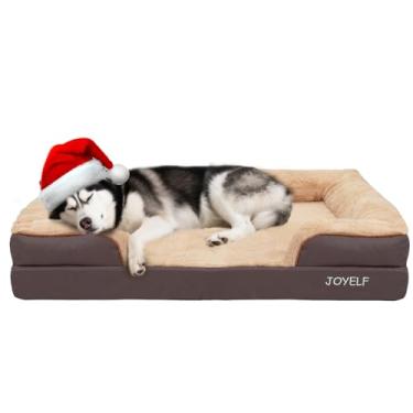 Imagem de JOYELF Cama para cães grandes, sofá-cama de espuma, cama reforçada para animais de estimação com fundo antiderrapante, sofá durável para cães grandes - marrom