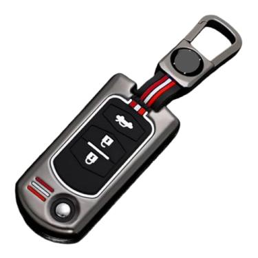 Imagem de Porta-chaves de liga de 2/3 botões compatível com Mazda 2 3 5 6 CX7 CX9 RX8 MX5 MPV Demio Capa para chave de carro Protetor de chaveiro remoto Shell Fob(3 Buttons Gun Grey Set 1)