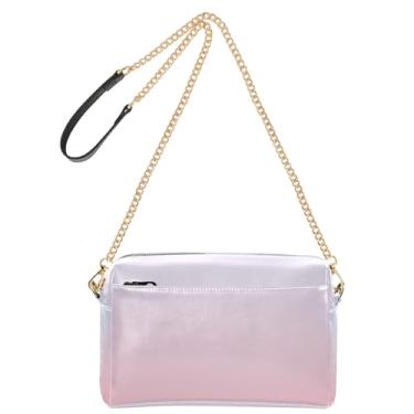 Imagem de Joitme Elegante bolsa tiracolo azul claro rosa gradiente para mulheres bolsa de ombro de couro PU bolsa de ombro alça de corrente bolsa de telefone fofa