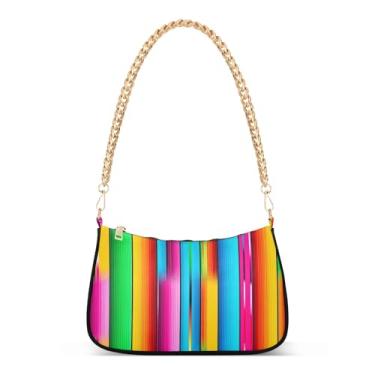 Imagem de Bolsa de ombro abstrata colorida gradiente, bolsa feminina Hobo Tote com grande capacidade para uso diário ou noturno