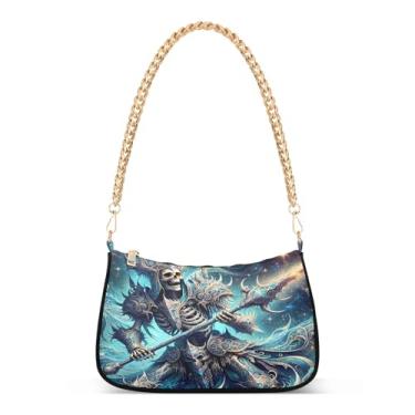 Imagem de Bolsa de ombro divertida com corrente King com estampa artística Hobo para mulheres, bolsa média moderna para uso diário ou noturno