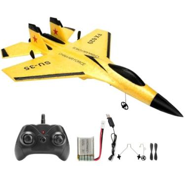 Imagem de Avião de Controle Remoto, RC SU-35 FX-620 2.4G, Planador de Espuma EPP, Presente para Crianças, Com luzes, AMARELO