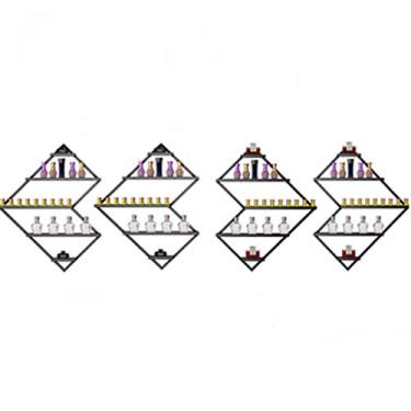 Imagem de Prateleiras flutuantes de metal montadas na parede, prateleiras flutuantes, expositores de esmalte de metal para parede, organizador de óleos essenciais, prateleira montada na parede, suporte de