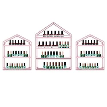 Imagem de Prateleiras de metal para guardar esmaltes de parede prateleira de esmalte de metal de 3/4 camadas prateleira de esmalte de óleo essencial, loja de salão de unhas, prateleira de ferro para exibição de