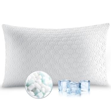 Imagem de ALPHA HOME Travesseiros Queen - Almofada ajustável de espuma viscoelástica desfiada para dorminhocos nas costas, laterais e estômago, alívio da dor no pescoço com capa lavável na máquina