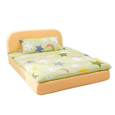 Imagem de ifgswopq Cama de cachorro legal para animais de estimação, cama de pelúcia, removível e lavável, para gatos, suprimentos para gatos (azul grande) (amarelo médio)