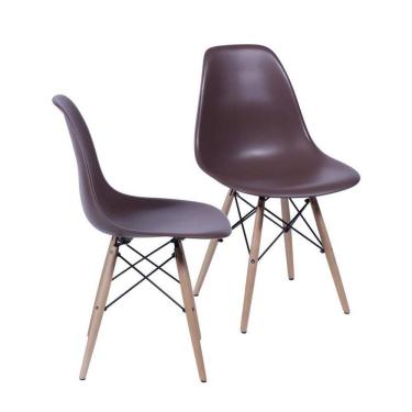 Imagem de Kit 2 Cadeiras Boxbit Dkr Eames Base Em Madeira Café