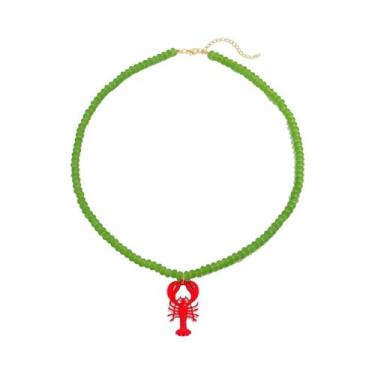 Imagem de Colar De Caranguejo Com Contas De Esmalte Vermelho, Joia De Moda Boêmi