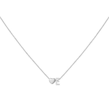 Imagem de brenstof Colar feminino com inicial de coração dos EUA - Colar com pingente de letra A banhado a ouro 18K delicados colares de coração minúsculos colares de inicial para presentes de aniversário para