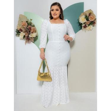 Imagem de Vestido Longo Justo Sereia Malha Lese com Botões Festa Casamento - Ves