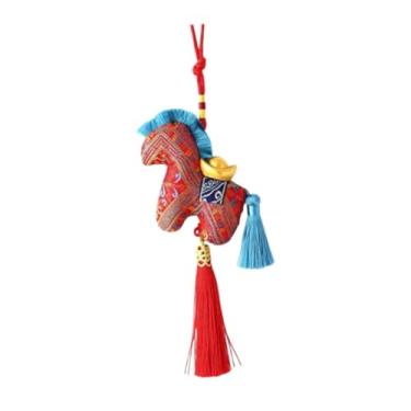 Imagem de oshhni Pingente do Ano do Cavalo, 2026, Ornamento Zodíaco Chinês para Decoração de Casa e Carro, Presente Portátil de Ano, Mascote Fofa Zodíaco, Vermelho