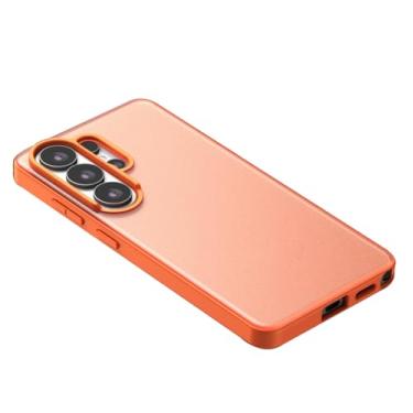Imagem de POYUFRG Capa fina para Samsung Galaxy S26 Ultra/S26 Plus/S26, capa de telefone translúcida fosca compatível com carregamento sem fio, laranja, S26 Plus