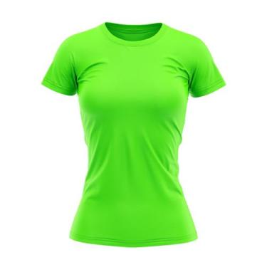 Imagem de Camiseta Babylook Feminina Lisa DryFit Uv Verde Neon - Fantasia Bras, 