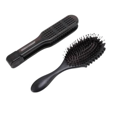 Imagem de Dioche Escova Alisadora de Cabelo Em Forma de V Escova Alisadora de Cabelo Dupla Face Com Desembaraçadora Ferramenta de Estilo Profissional Preta para Todos Os Tipos de