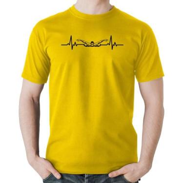 Imagem de Camiseta Algodão Batimentos Natação - Foca na Moda, Amarelo, M