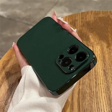 Imagem de Capa de celular de luxo com revestimento antichoque para iPhone 16 15 14 13 12 11 Pro Max (para iPhone 15 Pro/Verde Escuro)